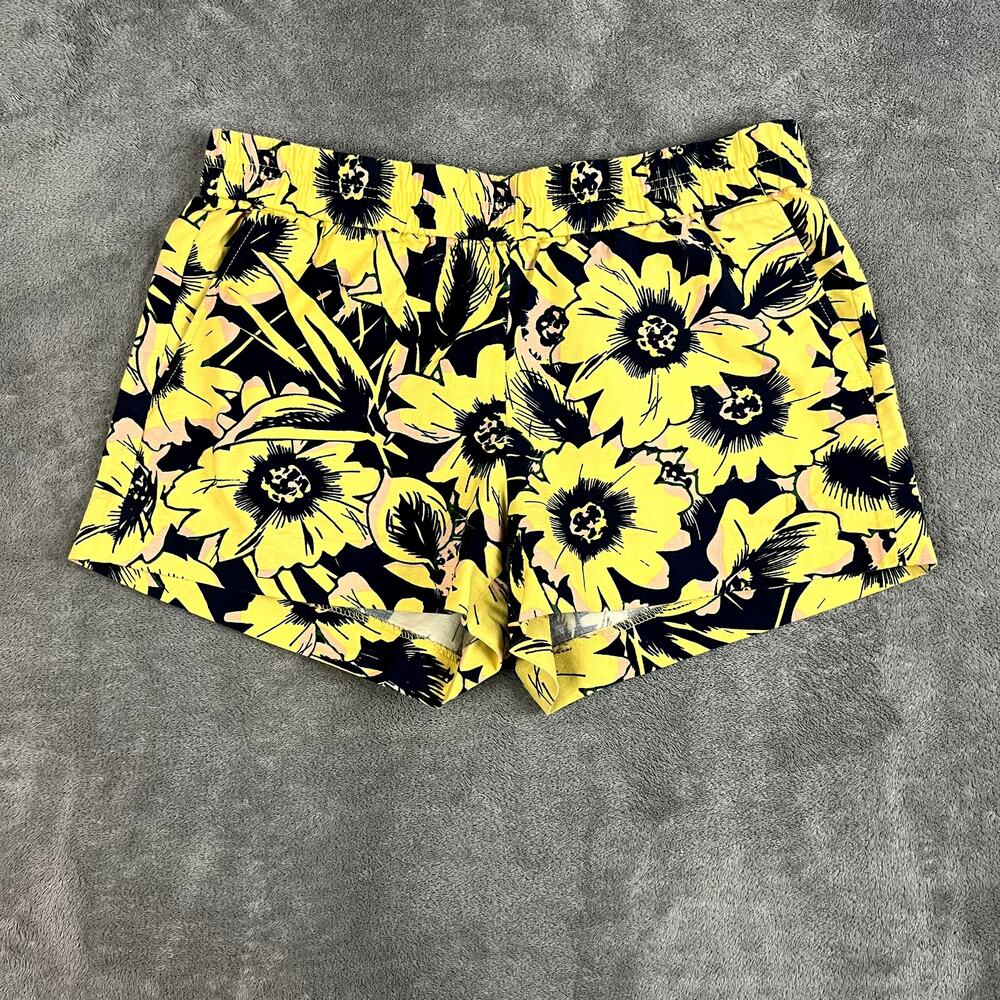 J Crew Shorts Womens 6 Floral Yellow Linen Blend Lightweight Stretch Waist